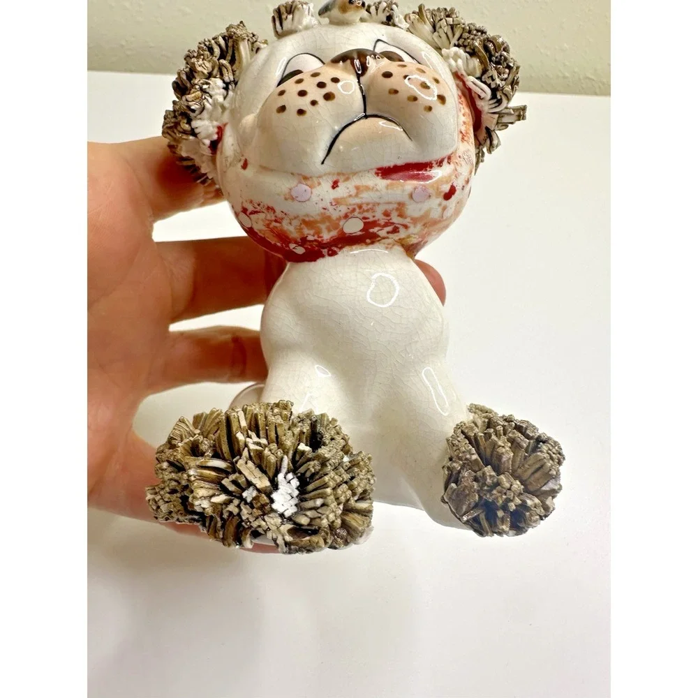 Lefton Spaghetti Ceramic Dog Vintage Set 2 Bee Toothache Boo Boo Tail Set 2